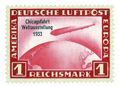 Germany's 1928 Graf Zeppelin stamp series featuring the airship silhouette