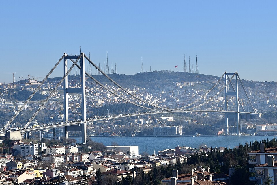 Bosphorus Bridge in Istanbul, symbolizing connection between East and West