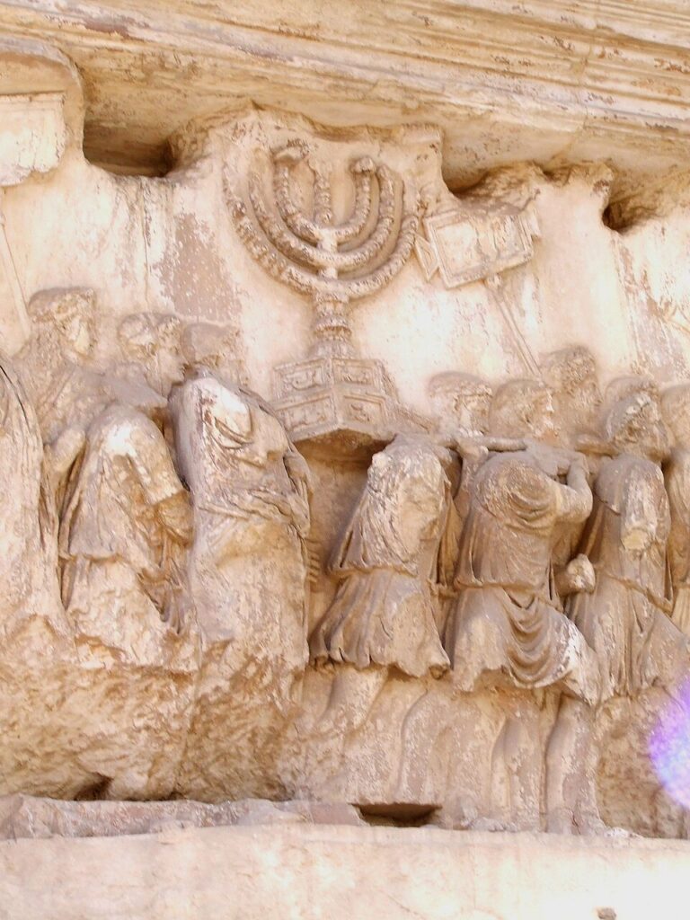 The Menorah, seven-branched candelabrum from the ancient Temple in Jerusalem
