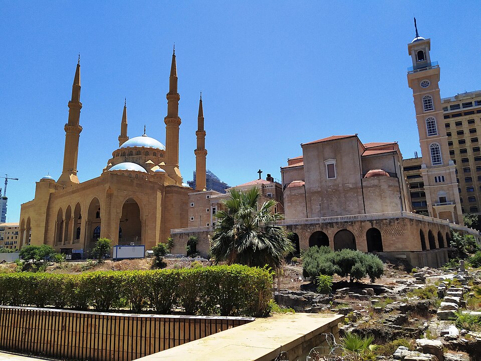 The green dome of the Al-Amin Mosque in Beirut, a Sunni landmark