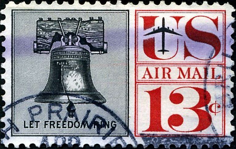 The Liberty Bell postage stamp with notable print varieties